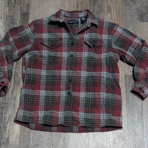 Lands End Women Plaid Flannel Button Down